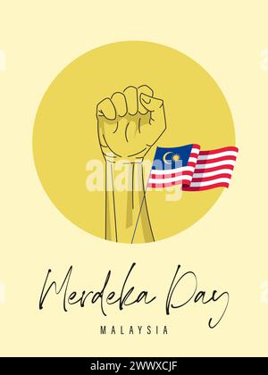 Frohe 31. August Malaysia Unabhängigkeitstag Vektor-Illustration. Petronas Tower Design for 65th National Day Poster Banner Template. Twin Tower und FL Stock Vektor