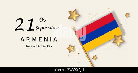 Glücklicher Armenien Unabhängigkeitstag Vektor-Illustration mit Flagge . Feier Am 21. September. Happy Republic Day – Designvorlage für Poster Banner Stock Vektor