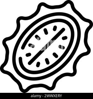 Antioxidans Kiwano Icon Umrissvektor. Halbe gehörnte Melone. Ein Stück tropische, stachelige Gurke Stock Vektor