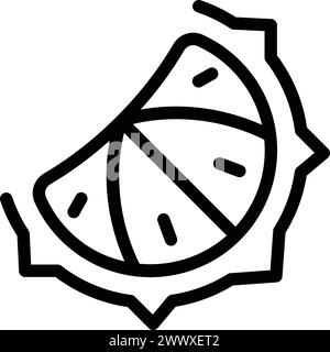 Ein Stück frischer Kiwano-Icon-Umrissvektor. Süße, tropische Gewürzgurke. Vitamingelee Melone Stock Vektor