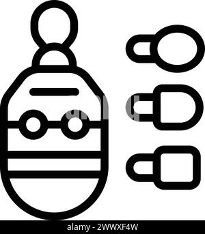 Elektrische Nagelfeile Gerät Symbol Umrissvektor. Bohrwerkzeug für Fingernägel. Maniküre-Pflegegeräte Stock Vektor