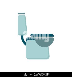 Toilettenlogo in schlichter Farbe. Einfache, elegante, lineare Toilette. Möbel für das Vektorbad. Symbol Toilettenschüssel. Vektorabbildung. Stock Vektor