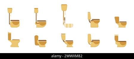 Toilettenlogo in schlichter Farbe. Einfache, elegante, lineare Toilette. Möbel für das Vektorbad. Symbol Toilettenschüssel. Vektorabbildung. Stock Vektor