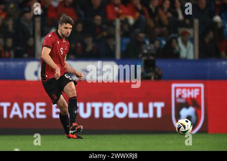 Parma, Italien. März 2024. Berat Djimsiti aus Albanien während des internationalen Freundschaftsspiels im Stadio Ennio Tardini, Parma. Der Bildnachweis sollte lauten: Jonathan Moscrop/Sportimage Credit: Sportimage Ltd/Alamy Live News Stockfoto