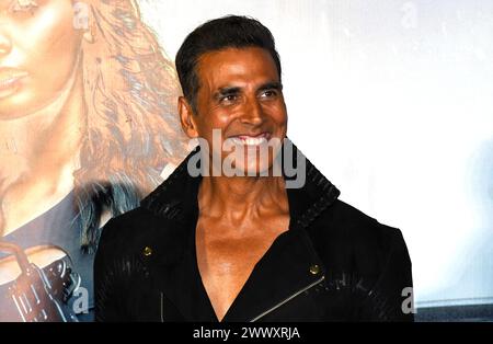 Mumbai, Indien. März 2024. Akshay Kumar, Schauspieler aus Bollywood, nimmt an der Trailer-Launch des kommenden Films „Bade Miyan Chote Miyan“ in Mumbai Teil. Quelle: SOPA Images Limited/Alamy Live News Stockfoto