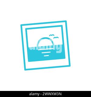 Foto, Sommerblicke, Sonne und Meer Ikone, aus blauem Ikone Set. Stock Vektor
