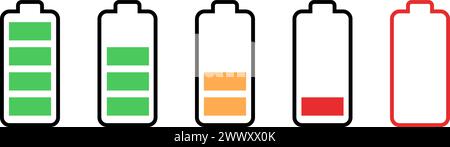 Set von Batteriesymbolen als Anzeige des Ladezustands Stock Vektor