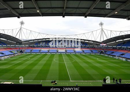 Bolton, Großbritannien. März 2024. Ein allgemeiner Überblick über das Toughsheet Community Stadium vor dem UEFA Euro U21 Qualifikationsspiel der Gruppe F England U21 gegen Luxemburg U21 im Toughsheet Community Stadium, Bolton, Vereinigtes Königreich, 26. März 2024 (Foto: Cody Froggatt/News Images) in Bolton, Vereinigtes Königreich am 26. März 2024. (Foto: Cody Froggatt/News Images/SIPA USA) Credit: SIPA USA/Alamy Live News Stockfoto