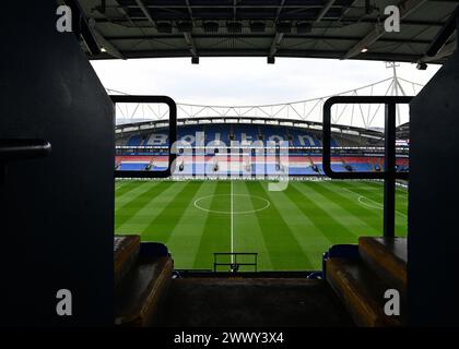 Bolton, Großbritannien. März 2024. Ein allgemeiner Überblick über das Toughsheet Community Stadium vor dem UEFA Euro U21 Qualifikationsspiel der Gruppe F England U21 gegen Luxemburg U21 im Toughsheet Community Stadium, Bolton, Vereinigtes Königreich, 26. März 2024 (Foto: Cody Froggatt/News Images) in Bolton, Vereinigtes Königreich am 26. März 2024. (Foto: Cody Froggatt/News Images/SIPA USA) Credit: SIPA USA/Alamy Live News Stockfoto