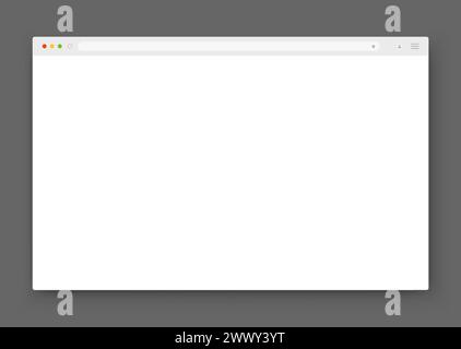Das Design des Webbrowserfensters in weiß auf einem dunkelgrauen Hintergrund. Stock Vektor