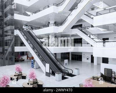 Rolltreppen im modernen Einkaufszentrum. 3D-Design-Rendering Stockfoto