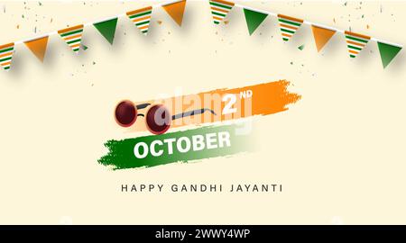 Happy Gandhi Jayanti Vector Illustration. Mohandas Karam Chandra Gandhi Geburtstag. Stock Vektor