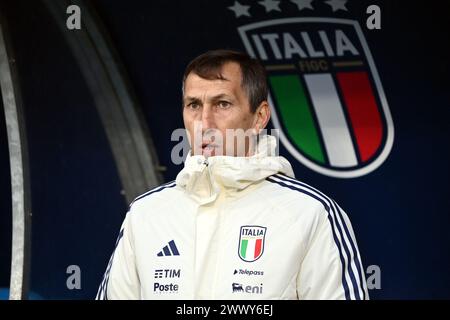 Ferrara, Italien. März 2024. Italiens Cheftrainer Carmine Nunziata vor der U21-Europameisterschaft 2025 Qualifikationsrunde zwischen Italien und Turkiye im Paolo Mazza Stadion - Sport, Fußball - Ferrara, Italien - Dienstag, 26. März 2024 (Foto: Massimo Paolone/LaPresse) Credit: LaPresse/Alamy Live News Stockfoto