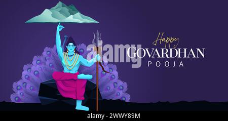 Indisches religiöses Festival Happy Govardhan Puja Banner Design Vorlage. Govardhan Pooja Vektor-Illustration Stock Vektor