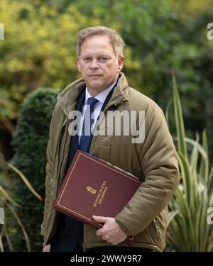 Downing Street, London, Großbritannien. März 2024. Grant Shapps Abgeordneter, Verteidigungsminister in der Downing Street. Quelle: Malcolm Park/Alamy Live News Stockfoto