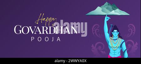 Indisches religiöses Festival Happy Govardhan Puja Banner Design Vorlage. Govardhan Pooja Vektor-Illustration Stock Vektor