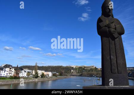 Blick von der Balduinbrücke zum Deutschen Eck Stockfoto