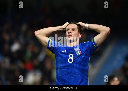 Ferrara, Italien. März 2024. Italiens Giovanni Fabbian während der U21-Europameisterschaft 2025 in der Qualifikationsrunde zwischen Italien und Turkiye im Paolo Mazza Stadion - Sport, Fußball - Ferrara, Italien - Dienstag, 26. März 2024 (Foto: Massimo Paolone/LaPresse) Credit: LaPresse/Alamy Live News Stockfoto