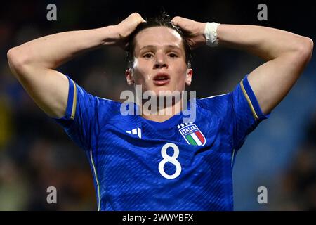 Ferrara, Italien. März 2024. Italiens Giovanni Fabbian während der U21-Europameisterschaft 2025 in der Qualifikationsrunde zwischen Italien und Turkiye im Paolo Mazza Stadion - Sport, Fußball - Ferrara, Italien - Dienstag, 26. März 2024 (Foto: Massimo Paolone/LaPresse) Credit: LaPresse/Alamy Live News Stockfoto