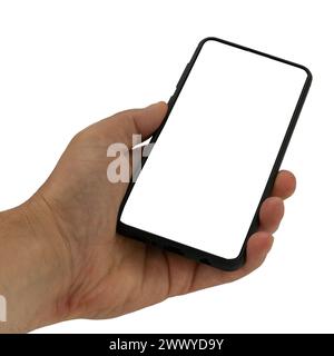 Hand Halten Leerer Bildschirm Smartphone Stockfoto
