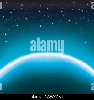 Raum mit Sternen und blauem Planeten Horizont Hintergrund, Vektor-Illustration Stock Vektor
