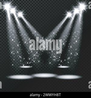 Spots, die mit Streuseln auf transparentem Hintergrund leuchten, Vektor-Illustration Stock Vektor