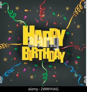 Alles Gute Zum Geburtstag Text Mit Bunten Bändern, Vektor-Illustration Stock Vektor