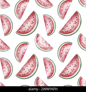 Nahtloses Muster mit Wassermelone in Wasserfarben Stockfoto