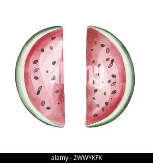 Aquarellillustration mit Wassermelone Stockfoto