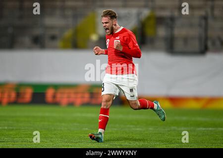 26.03.2024, Innviertel Arena Ried, AUT, U21 EM-Qualifikation 2025 - Oesterreich vs Zypern, im Bild David Riegler (AUT) .// UEFA U21 Euro 2025 Qualifikation zwischen Österreich und Zypern in Ried, Österreich am 2024/03/26 - 20240326 PD7962 Stockfoto