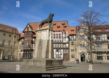 Braunschweiger Löwe, Burgplatz, Braunschweig, Niedersachsen, Deutschland *** Braunschweiger Löwe, Burgplatz, Braunschweig, Niedersachsen, Deutschland Stockfoto