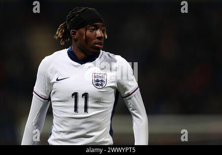 26. März 2024; Toughsheet Community Stadium, Bolton, Greater Manchester, England; Qualifikation zur UEFA U21 Euro, England U21 gegen Luxemburg U21; Noni Madueke aus England Stockfoto