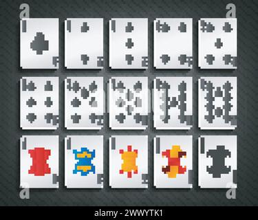 Pokerkarten Club Set, Vektor-Illustration Stock Vektor