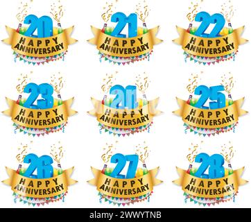 Happy Anniversary Celebration Sets, Vektor-Illustration Stock Vektor