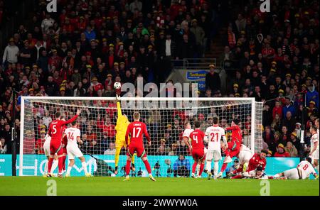 Der walisische Kieffer Moore spielt im Play-off-Finale zur UEFA Euro 2024 im Cardiff City Stadium, Wales. Bilddatum: Dienstag, 26. März 2024. Stockfoto