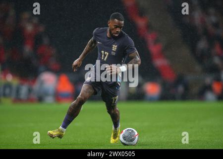 Ivan Toney aus England mit dem Ball beim Internationalen Freundschaftsspiel England gegen Belgien im Wembley Stadium, London, Großbritannien, 26. März 2024 (Foto: Gareth Evans/News Images) Stockfoto