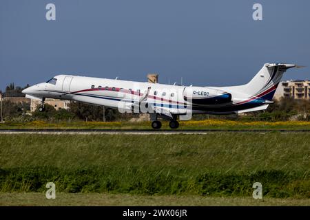 London Executive Aviation Embraer Legacy 600 (EMB-135BJ) (REG: G-LEGC) aus Großbritannien. Stockfoto