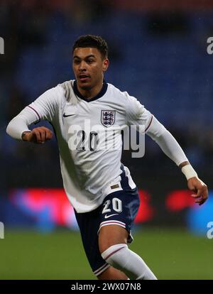 26. März 2024; Toughsheet Community Stadium, Bolton, Greater Manchester, England; UEFA U21 Euro-Qualifikation, England U21 gegen Luxemburg U21; Morgan Rogers von England Stockfoto