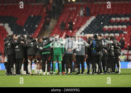 London, Großbritannien. März 2024. Die belgischen Spieler wurden nach einem Freundschaftsspiel zwischen England und der belgischen Nationalmannschaft Red Devils am Dienstag, den 26. März 2024 in London, Großbritannien, dargestellt. Die Teams bereiten sich auf dieses Turnier der Euro 2024 im Sommer vor. BELGA FOTO BRUNO FAHY Credit: Belga News Agency/Alamy Live News Stockfoto