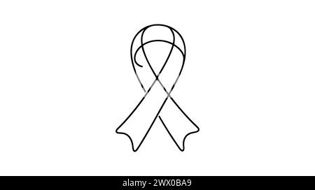 Eine einzelne fortlaufende Linienzeichnung eines Sensibilisierungsbands. Eine fortlaufende Linie des Bewusstseins-Ribbon Zeichnung. Vektorgrafik. Band zur linearen Wahrnehmung de Stock Vektor
