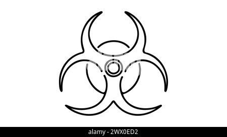 Strahlungssymbol Linie Vektor der kontinuierlichen Zeichnung. Einzeiliger Vektorhintergrund des Strahlungssymbols. Symbol für radioaktive Zone, Bereich. Fortlaufende Darstellung einer Gefahr Stock Vektor