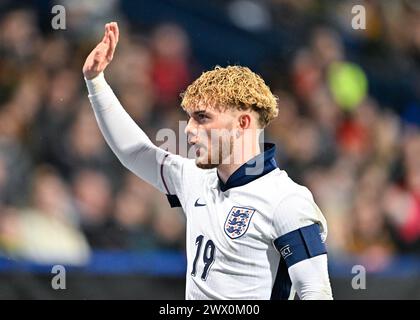 Harvey Elliott aus England, während des Qualifikationsspiels zur UEFA Euro U21 Gruppe F England U21 gegen Luxemburg U21 im Toughsheet Community Stadium, Bolton, Großbritannien, 26. März 2024 (Foto: Cody Froggatt/News Images) Stockfoto