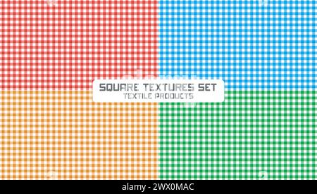 Quadratisches Texturset, Geeignet Für Karo, Tischdecken, Kleidung, Hemden, Kleider, Papier, Bettwäsche, Decken, Steppdecken und andere Textilprodukte, Vector Il Stock Vektor