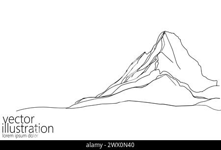 Eine durchgehende Linie Gebirgssymbol. Einfache lineare Zeichnungsskizze. Reise-Wintersport-Konzept Hintergrund. Vektorabbildung Stock Vektor