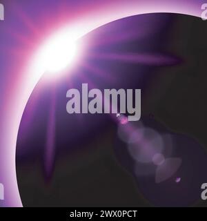 Violette Eclipse, geeignet für Produktwerbung, natürliche Ereignisse, Horror-Konzept und andere, Vektor-Illustration Stock Vektor