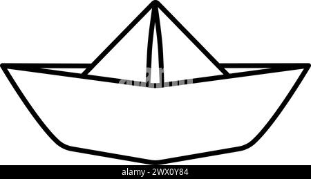 Papierboot Origami-Logo-Symbol. Vektorgrafik umreißen Stock Vektor