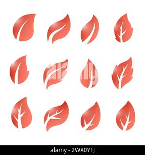 Künstlerische Sammlung der roten Blätter Set, Vektor-Illustration Stock Vektor