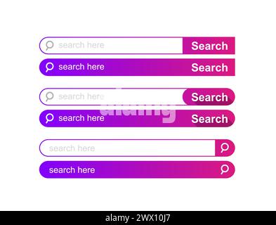 Set der UI-Vorlage für Suchleiste, Vektorillustration Stock Vektor