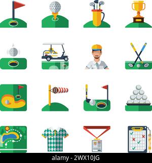 Golf-Ikonen-Set. Golf Vektorgrafik. Golf Flache Symbole. Golfdesign-Set. Golf Elements Kollektion. Stock Vektor