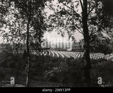 Aisne-Marne American Cemetery, Belleau, Frankreich, Seitenansicht vom Hill Cemetery ca. Mai 1928 Stockfoto